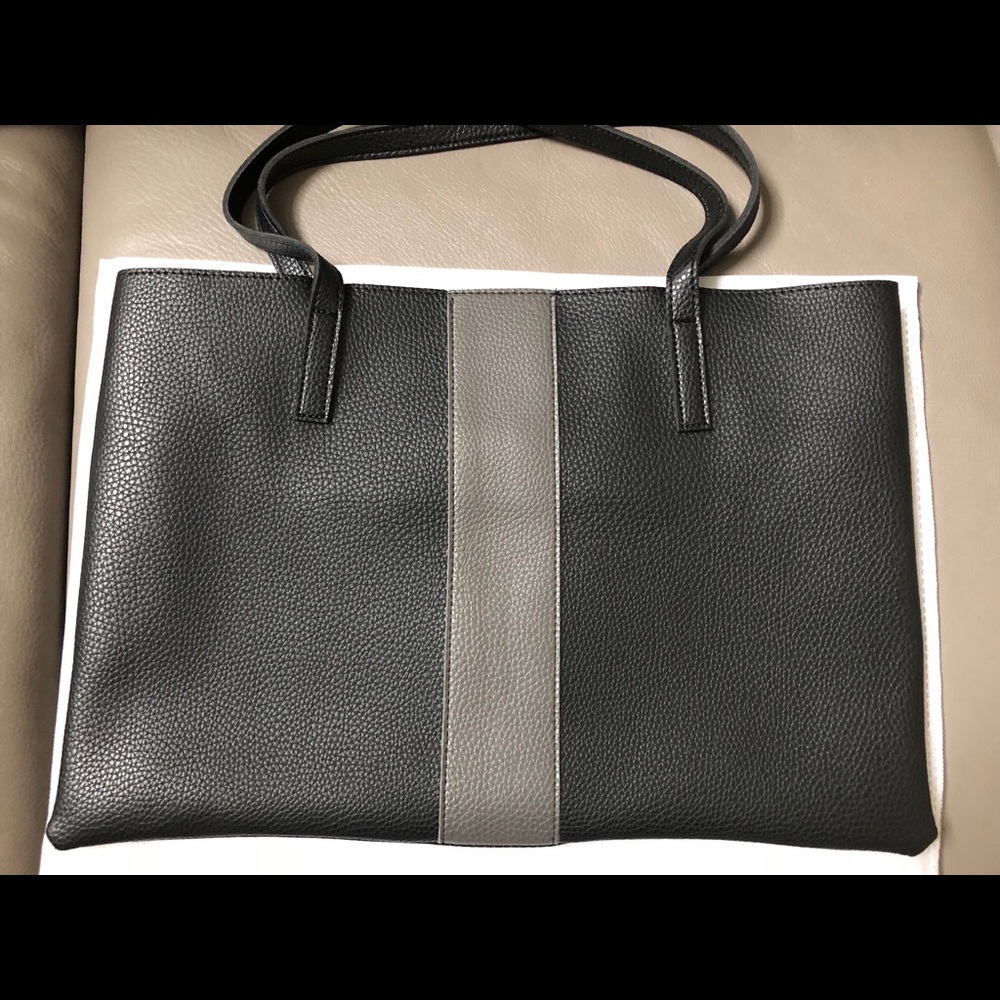 Vince Camuto vegan leather black gray tote NWT
